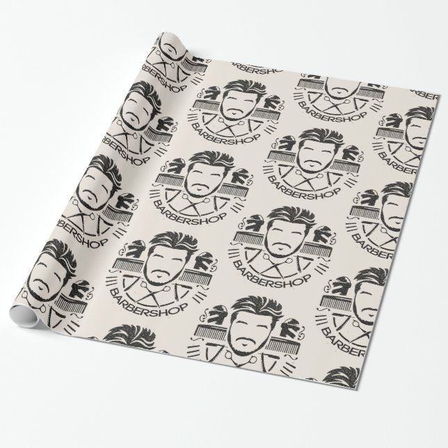 Papel De Regalo peluquería estilo cuero (Desenrollado)