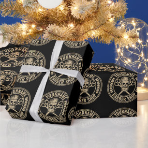 Papel De Regalo Peluquería personalizada de Skull Rockabilly