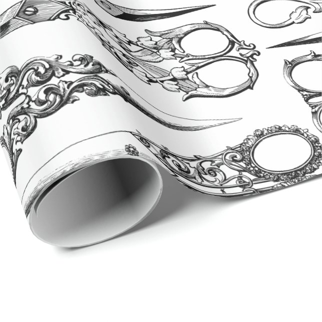 Papel De Regalo Peluquería victoriana tijeras elegante (Esquina del rollo)