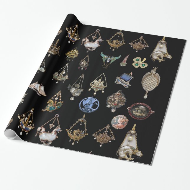 PAPEL DE REGALO PENDIENTES NÁUTICOS ANTIGUOS, JEWELS, GEMSTONES, P (Desenrollado)