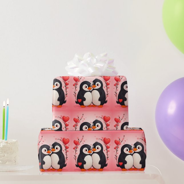 Papel De Regalo Penguin Love Wrapping Paper (Regalos de fiesta)