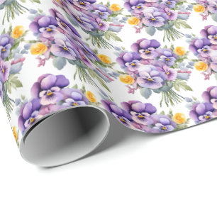 Papel De Regalo Pensamientos Violetas Primaverales