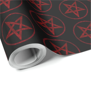 Papel De Regalo Pentagrama del Diablo Rojo