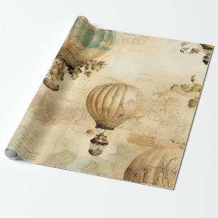 Papel De Regalo Peonía de globo antiguo Botánico Viaje