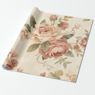 Papel De Regalo Peonía Romántica & Rosas Jardín Vintage