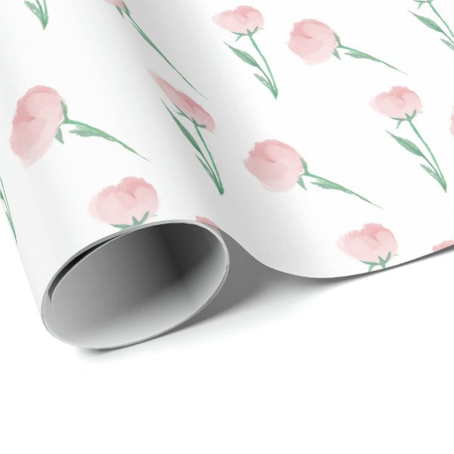 Papel De Regalo Peonías Por Favor Rosa Bonito Elegante (Esquina del rollo)