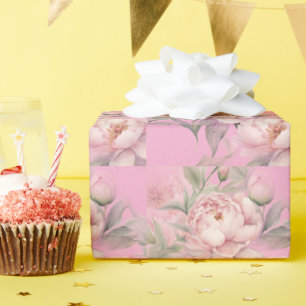 Papel De Regalo Peonías Rosas