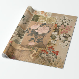 Papel De Regalo Peonías rosas y Rosas arte antiguo