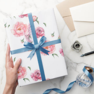 Papel De Regalo Peonies de color rosa de novia