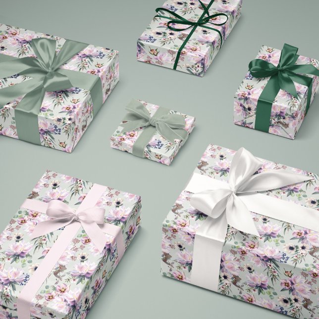 Papel De Regalo Peony Anemone Hellebore Eucalyptus Sage Green (Peony Anemone Hellebore Eucalyptus Sage Green Wrapping Paper)