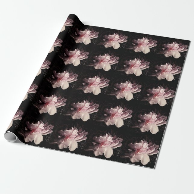 Papel De Regalo Peony Dark Wall: Diseño de flores pintadas (Desenrollado)
