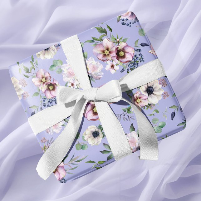 Papel De Regalo Peony Garden Periwinkle Lavender Boda (Peony Garden Periwinkle Lavender Wedding Wrapping Paper)