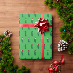 Papel De Regalo Pepino en vinagre de Navidad con sombrero de Santa