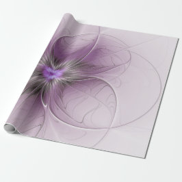 Papel De Regalo Pequeña belleza arte floral fractal moderno gris m