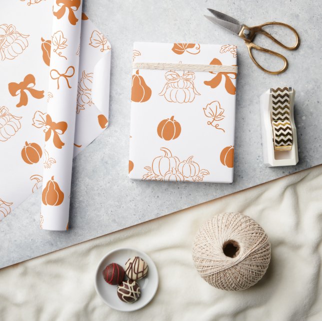 Papel De Regalo Pequeña calabaza naranja con mano Ducha bebé (Artesanía)