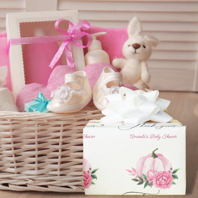 Papel De Regalo Pequeña calabaza Rubor Rosado Rústico Baby Shower (Subido por el creador)