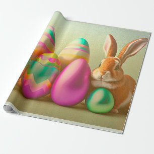 Papel De Regalo Pequeña colección de huevos y conejillos de Pascua
