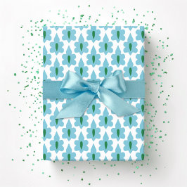 Papel De Regalo Pequeña Hoja en Verde y Aqua