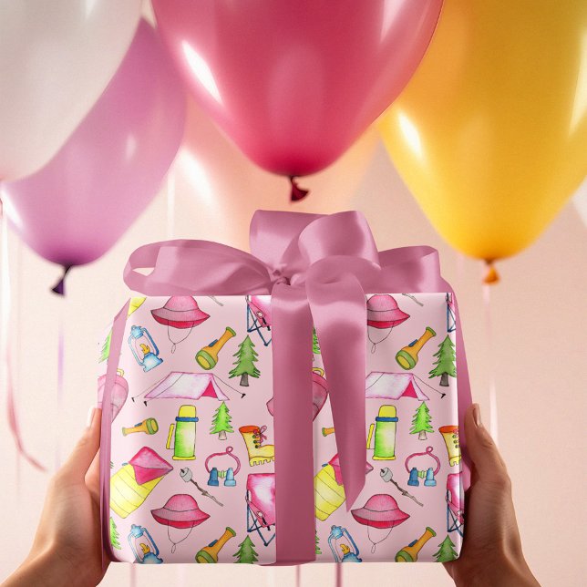 Papel De Regalo Pequeña Niña Un Feliz Camper Primera Fiesta de Cum (Subido por el creador)