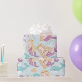 Papel De Regalo Pequeña Sirenita Cuidada Bajo El Patrón Del Mar