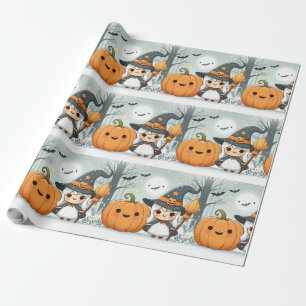 Papel De Regalo Pequeña y pequeña bruja de Halloween