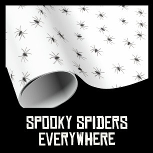 Papel De Regalo Pequeñas arañas fantasmales por toda Halloween