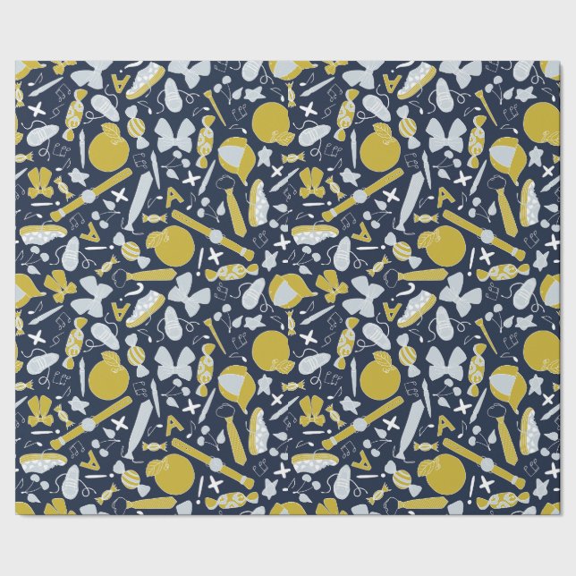 Papel De Regalo Pequeñas cosas escolares dispersas (Costura)