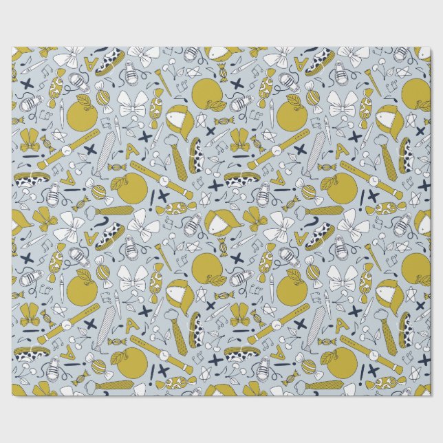 Papel De Regalo Pequeñas cosas escolares dispersas (Costura)