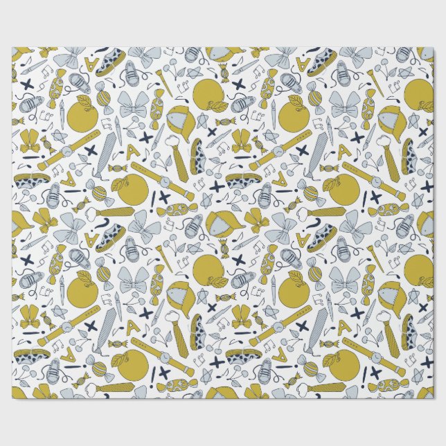 Papel De Regalo Pequeñas cosas escolares dispersas (Costura)