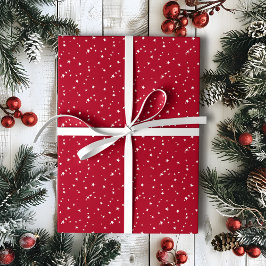 Papel De Regalo Pequeñas estrellas blancas en Navidades rojos
