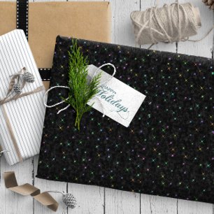 Papel De Regalo Pequeñas estrellas de guijarros en negro ID878