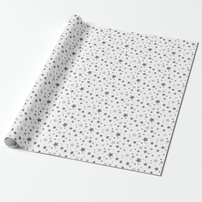 Papel De Regalo Pequeñas estrellas, palisandro y lavanda (Desenrollado)