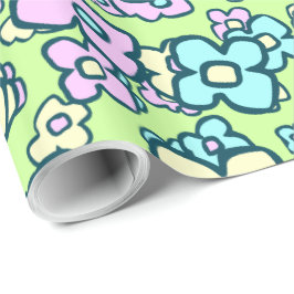 Papel De Regalo Pequeñas Flores Alegre Arte Popular Colorido Envue