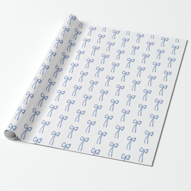 Papel De Regalo Pequeño ajuste de regalo azul Bow (Desenrollado)