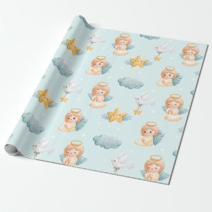 Papel De Regalo Pequeño Angel Chica Azul