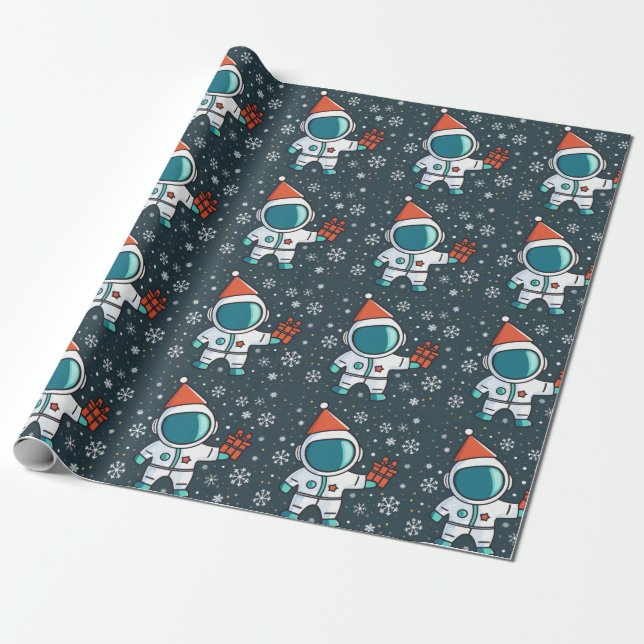 Papel De Regalo Pequeño astronauta con Gorra de Navidades (Desenrollado)