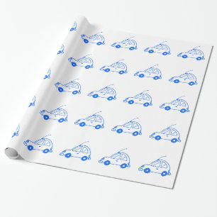 Papel De Regalo Pequeño auto azul