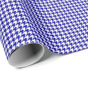 Papel De Regalo Pequeño azul real y blanco Houndstooth