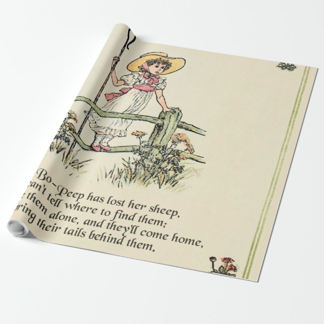 Papel De Regalo Pequeño Bo-Peep: La enfermera Kate Greenaway clási (Desenrollado)