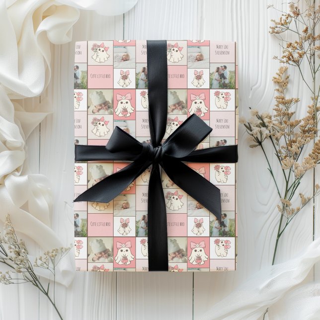 Papel De Regalo Pequeño Bote multifoto bebé fantasma rosado (Subido por el creador)