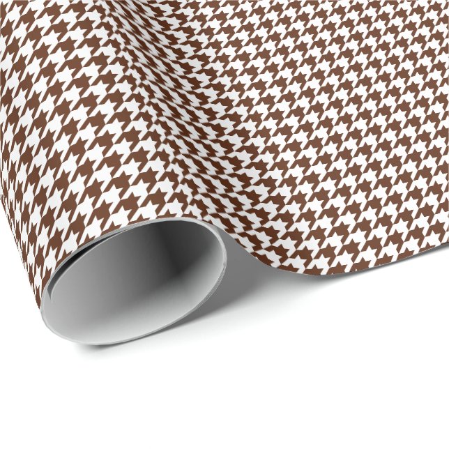 Papel De Regalo Pequeño Brown y Houndstooth blanco (Esquina del rollo)