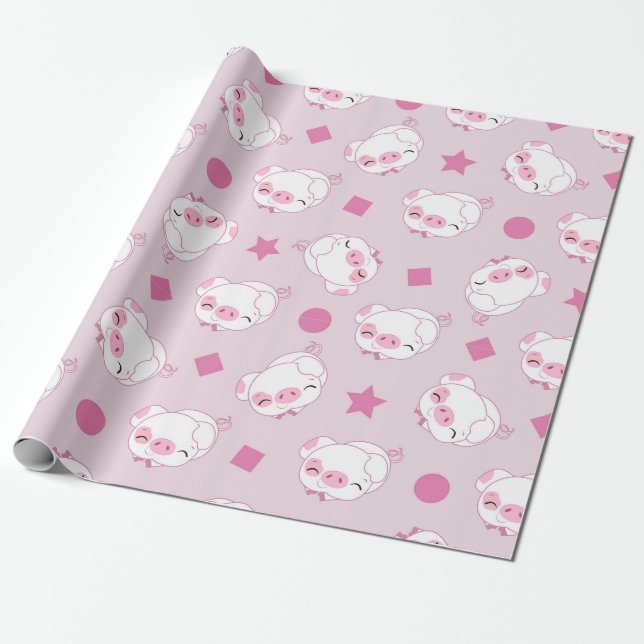 Papel De Regalo Pequeño Cerdo Durmiente (Desenrollado)