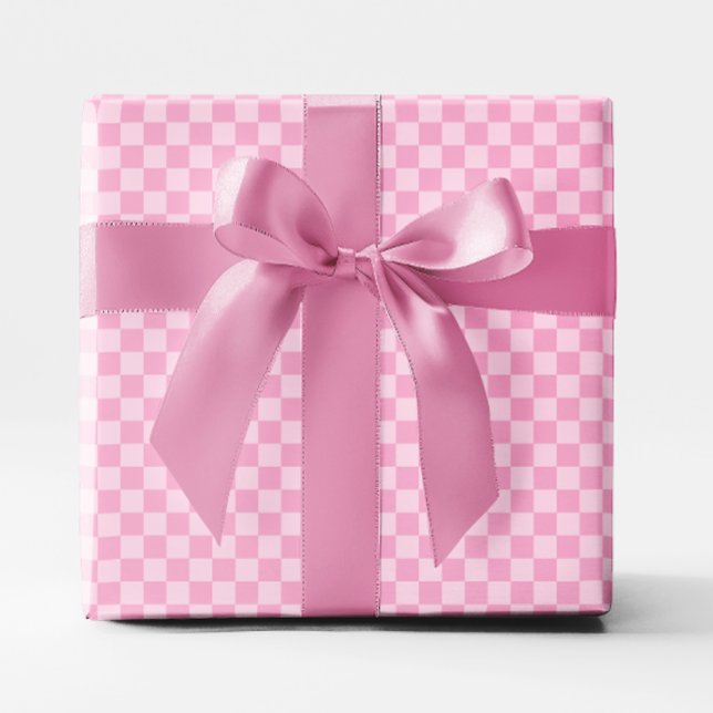 Papel De Regalo Pequeño Cuadrado Rosa Claro (Small Light Pink Checkered Wrapping Paper)