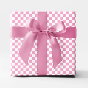 Papel De Regalo Pequeño Cuadrado Rosa Claro y Blanco a Cuadros