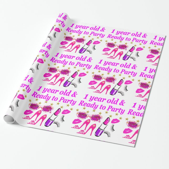 PAPEL DE REGALO PEQUEÑO DISEÑO DE PRINCESA DE 1 AÑO (Desenrollado)