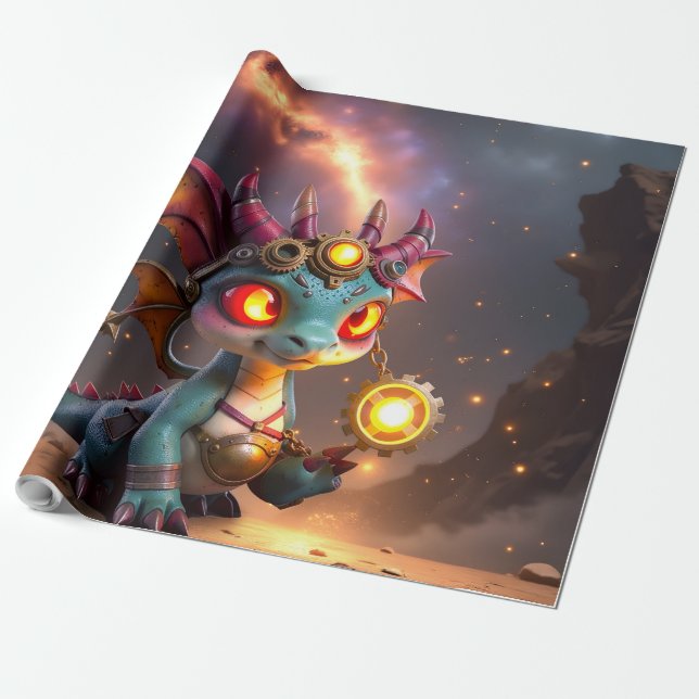 Papel De Regalo Pequeño Dragón, Gran Energía – El Ember Clockling (Desenrollado)
