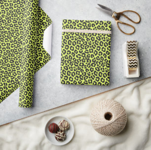 Papel De Regalo Pequeño estampado de leopardo amarillo fluorescent