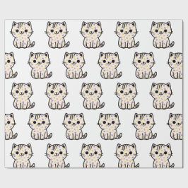 Papel De Regalo Pequeño gatito floral