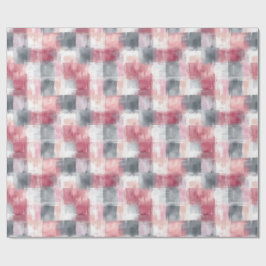 Papel De Regalo Pequeño Gingham Abstracto Rosa y Gris