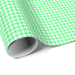 Papel De Regalo Pequeño Houndstooth verde claro y blanco